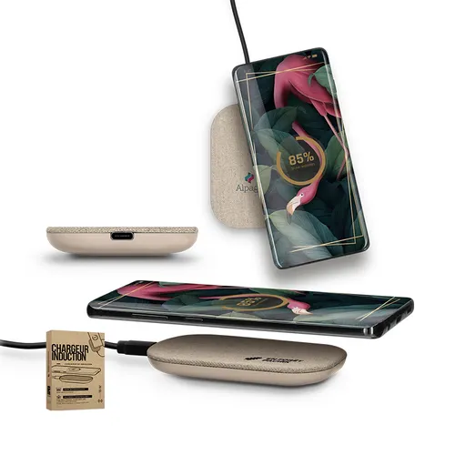 Chargeur par induction rapide 15w en matière rpet et chanvre personnalisé