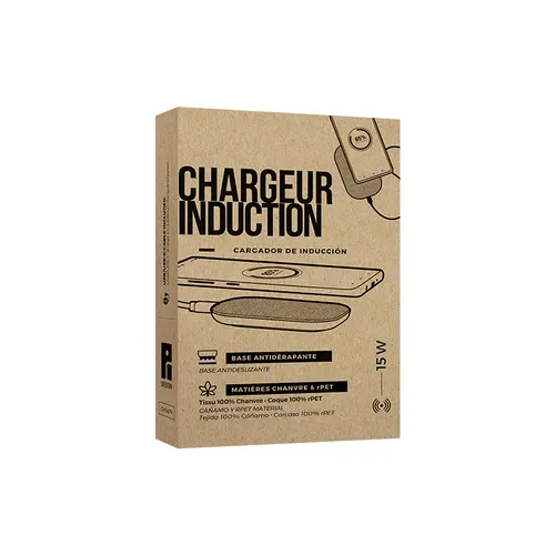 Chargeur par induction rapide 15w en matière rpet et chanvre personnalisé