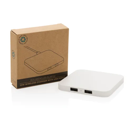 Chargeur publicitaire 10W avec ports USB en plastique recyclé RCS - XD Collection