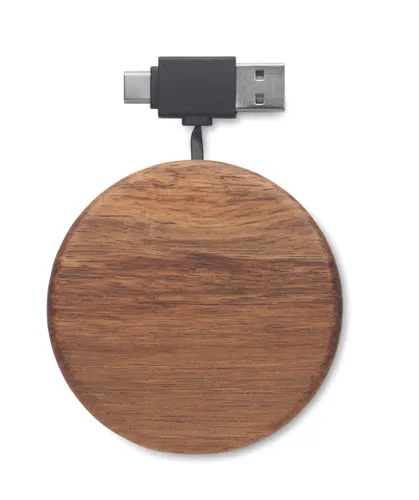 Chargeur sans fil publicitaire en acacia - Acaless