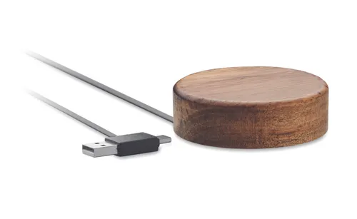 Chargeur sans fil publicitaire en acacia - Acaless