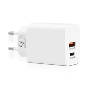 Chargeur secteur rapide 20 w personnalisable sorties usb qc3.0 & type-c pd