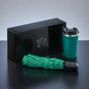 Coffret de voyageurs: mug à café nordic, 350 ml & parapluie automatique cambridge | Vert