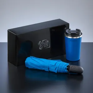 Coffret de voyageurs: mug à café nordic, 350 ml & parapluie automatique cambridge | Bleu clair