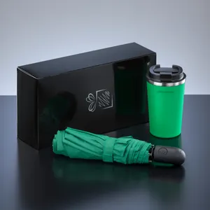 Coffret de voyageurs: mug à café nordic, 350 ml & parapluie automatique cambridge | Vert, Vert clair