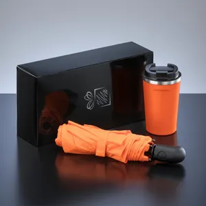 Coffret de voyageurs: mug à café nordic, 350 ml & parapluie automatique cambridge | Orange