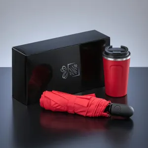 Coffret de voyageurs: mug à café nordic, 350 ml & parapluie automatique cambridge | Rouge