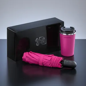 Coffret de voyageurs: mug à café nordic, 350 ml & parapluie automatique cambridge | Rose