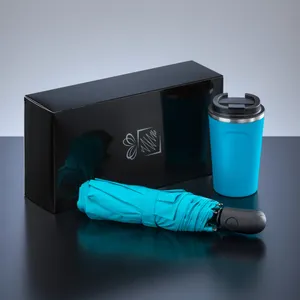 Coffret de voyageurs: mug à café nordic, 350 ml & parapluie automatique cambridge | Turquoise