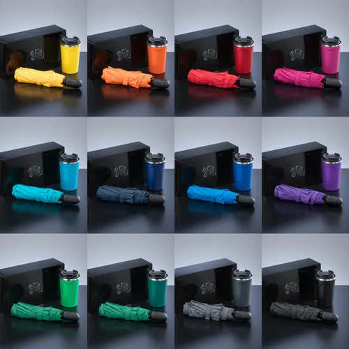 Coffret de voyageurs: mug à café nordic, 350 ml & parapluie automatique cambridge