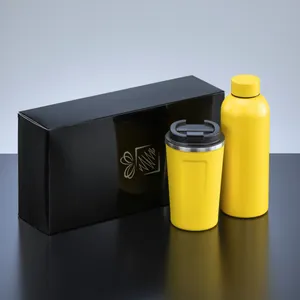 Coffret pour boissons: mug à café nordic et bouteille thermique nordic | Jaune