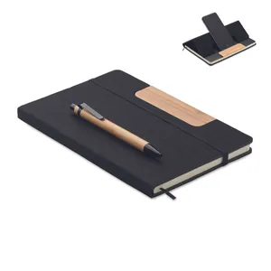 Coffret set carnet en feutre et stylo en bambou - Notemix | Noir