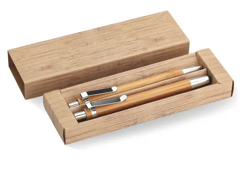 Coffret stylo et crayon en bambou personnalisable - Bambooset