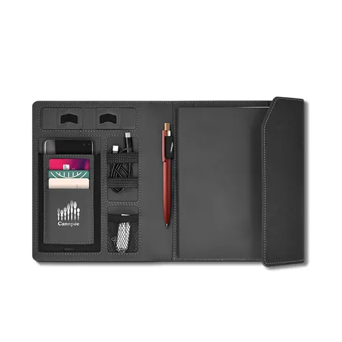 Conferencier a5 personnalisé avec chargeur a induction et batterie 5000 mah