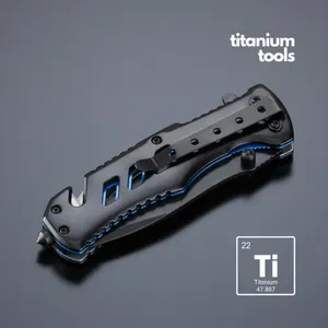 Couteau d'urgence en acier revêtu de titane optima | Bleu