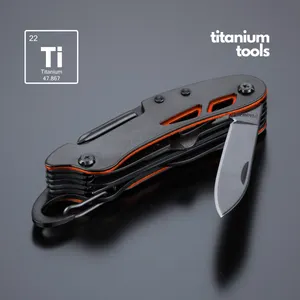 Couteau de poche en acier revêtu de titane optima | Orange