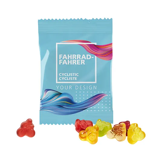 Cycliste en gommes de fruits