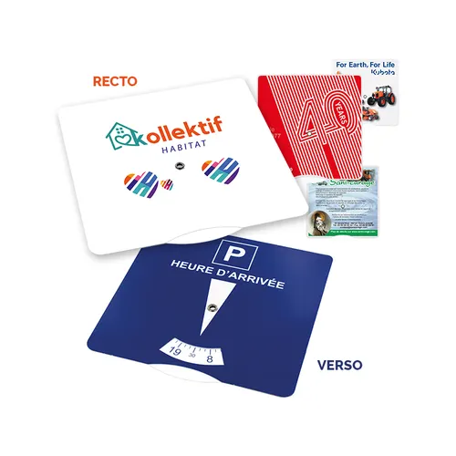 Disque de stationnement carton personnalisé 15 x 15 cm