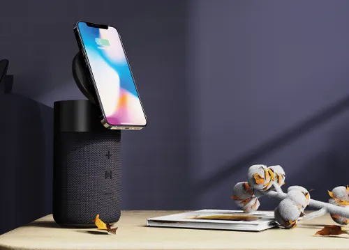 Enceinte 10W personnalisée avec chargeur en rPET RCS Urban Vitamin Anaheim - Urban Vitamin