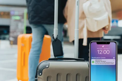 Etiquette à bagage publicitaire en RCS avec géolocalisation Globetrack - XD Collection