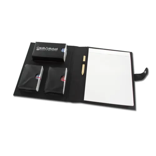 Etui personnalisé avec 3 jeux de cartes, bloc papier et crayon