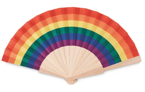 Éventail publicitaire en bois arc-en-ciel - Bowfan