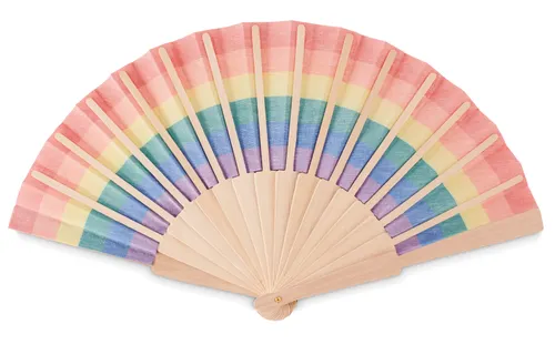 Éventail publicitaire en bois arc-en-ciel - Bowfan