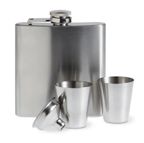 Flacon de poche personnalisable avec gobelets - Slimmy Flask Set