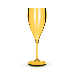 Flûte à champagne en plastique réutilisable tritan 16 cl ras bord personnalisée | Jaune trans 70