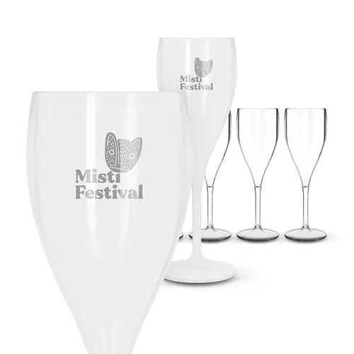 Flûte à champagne en plastique réutilisable tritan 16 cl ras bord personnalisée