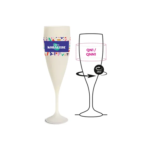 Flûte à champagne publicitaire réutilisable en biocomposite 14 cl ras bord