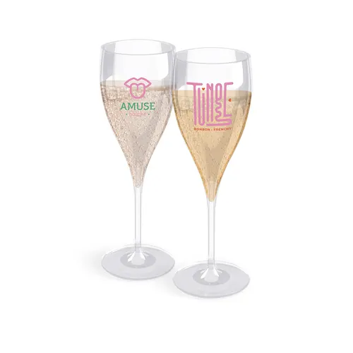 Flute champagne en plastique reutilisable (san) 16 ci ras bord