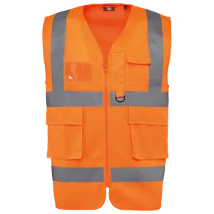 Gilet de sécurité haute visibilité recyclé avec zip unisexe - WK. Designed To Work | Hi Viz Orange