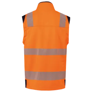 Gilet de sécurité haute visibilité recyclé avec zip unisexe - WK. Designed To Work | Hi Viz Orange / Navy