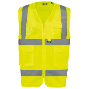 Gilet de sécurité haute visibilité recyclé avec zip unisexe - WK. Designed To Work | Hi Viz Yellow