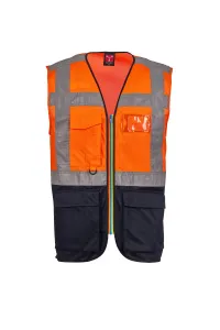 Gilet haute visibilité - EXTROVERT | Orange fluo / Bleu marine