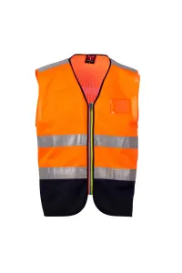 Gilet sans doublure haute visibilité - ACK MESH | Orange fluo / Bleu marine