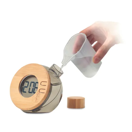 Horloge à eau LCD en bambou personnalisable - Droppy Lux