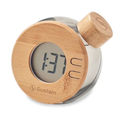 Horloge à eau LCD en bambou personnalisable - Droppy Lux