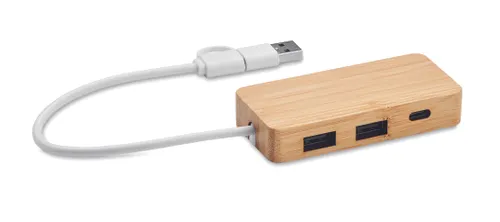 Hub USB 3 ports en bambou personnalisable - Hubbam