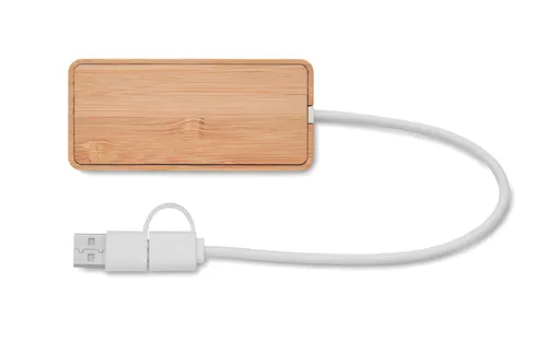 Hub USB 3 ports en bambou personnalisable - Hubbam