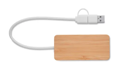 Hub USB 3 ports en bambou personnalisable - Hubbam