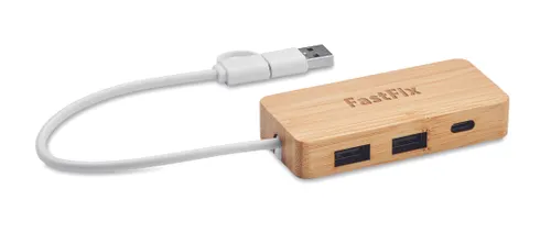 Hub USB 3 ports en bambou personnalisable - Hubbam
