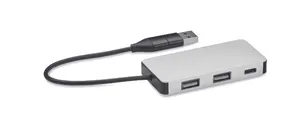Hub USB 3 ports publicitaire avec câble 20cm - Hub-C | Argent