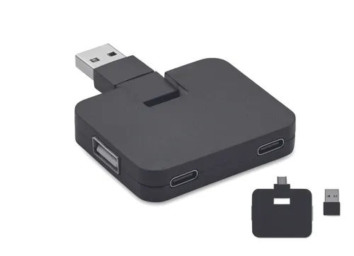 Hub USB 4 ports personnalisable et câble 20cm - Square-C