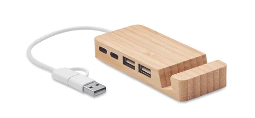 Hub USB 4 ports publicitaire en bambou - Hubstand