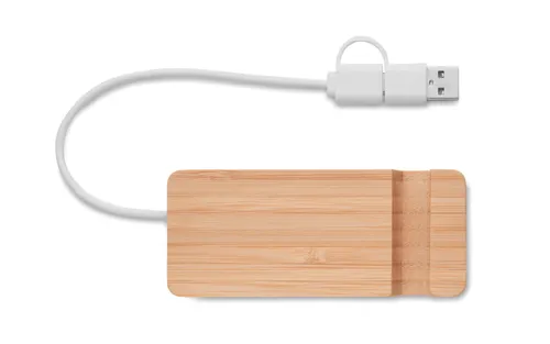 Hub USB 4 ports publicitaire en bambou - Hubstand