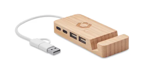 Hub USB 4 ports publicitaire en bambou - Hubstand