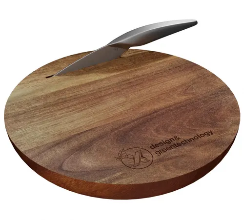 K03 - Set de planche à découper personnalisé et couteau FSC® 100% bois d'acacia