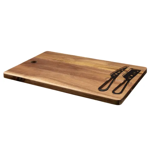 K06 - Set de planche et couteaux à fromage personnalisé FSC® 100% acacia